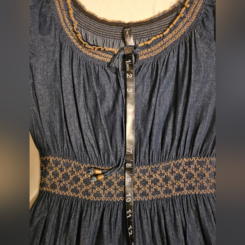 NEW! INDIGO & LACE Women's Blue Dress Elastic Waistband 100% Cotton SIZE MEDIUM. - Picture 10 of 13